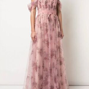 Marchesa Notte (Bridesmaid) Blush Floral Tulle Gown Size 4